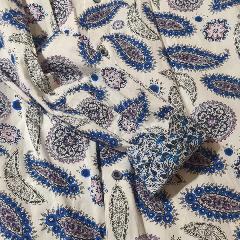 Robert Graham Amoeba Paisley Gothic Geometric Patterned Men's Shirt Size M - Picture 12 of 13